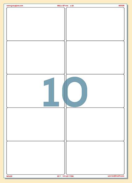 1000 étiquettes Autocollantes 99.1x57mm - 100 Feuilles A4 Avec 10 étiquettes Par Page - Blanches Mates